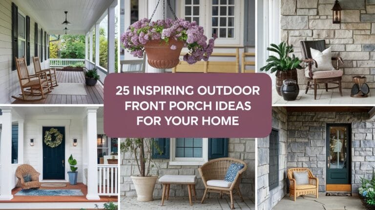 Various stylish front porch ideas featuring seating, plants, and décor elements to enhance your home's outdoor appeal.