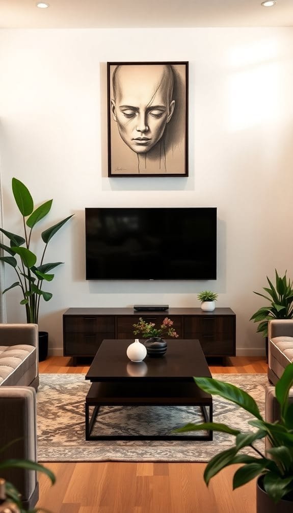 hidden tv behind artwork