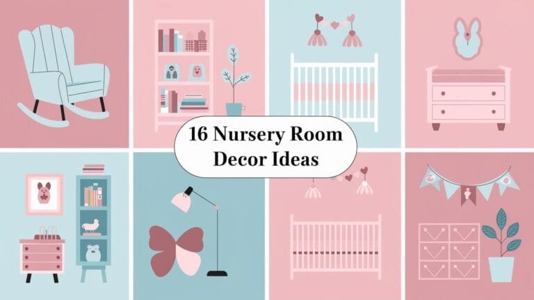 a collage of nursery room ideas