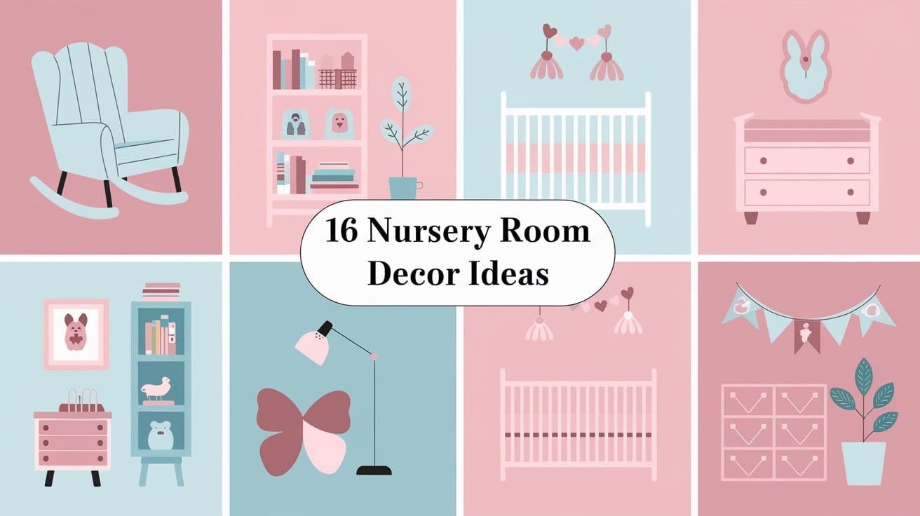 a collage of nursery room ideas