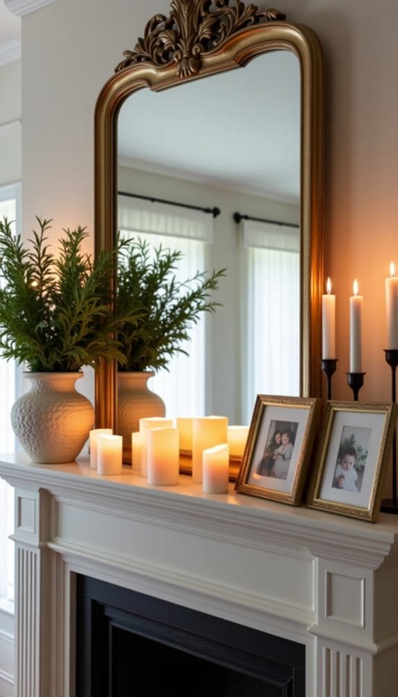 a mantelpiece using mirrors creatively