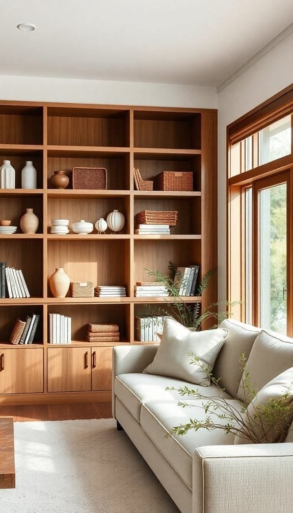 display with open shelving