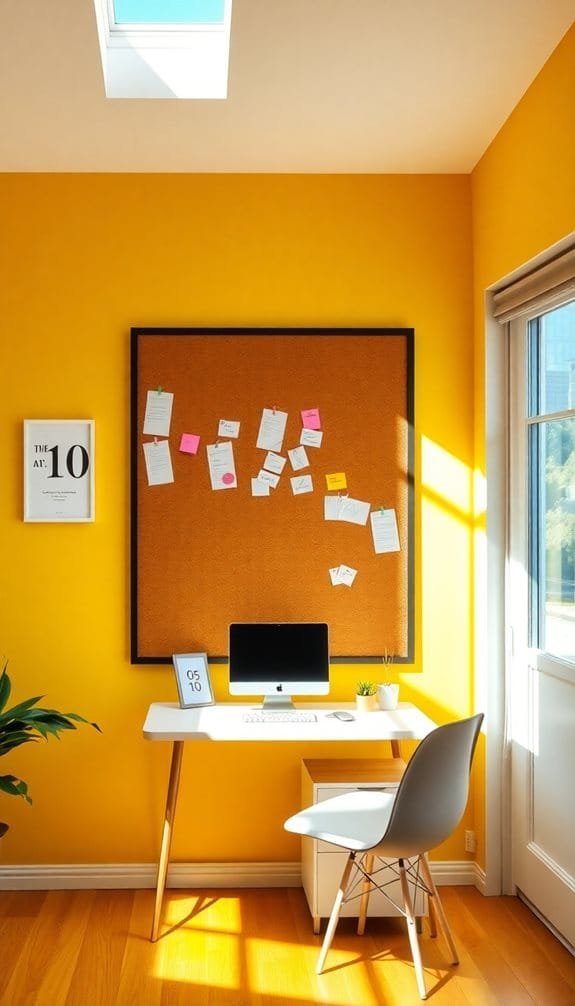 yellow whiteboard or corkboard
