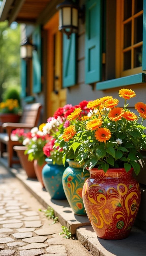 vibrant ceramic flower pots