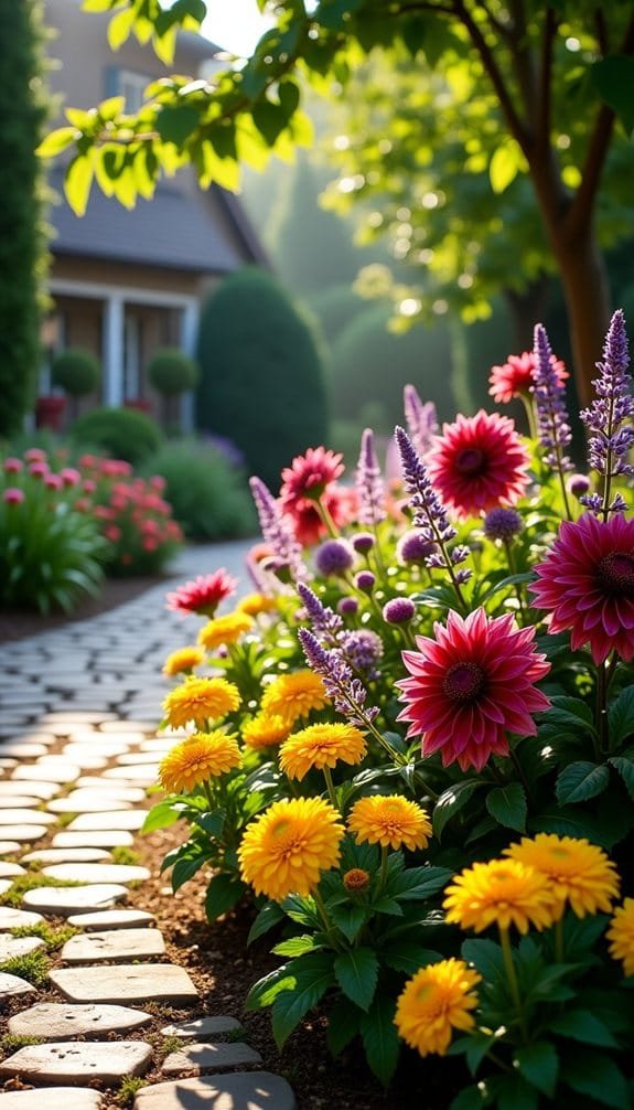 year round vibrant flower bed