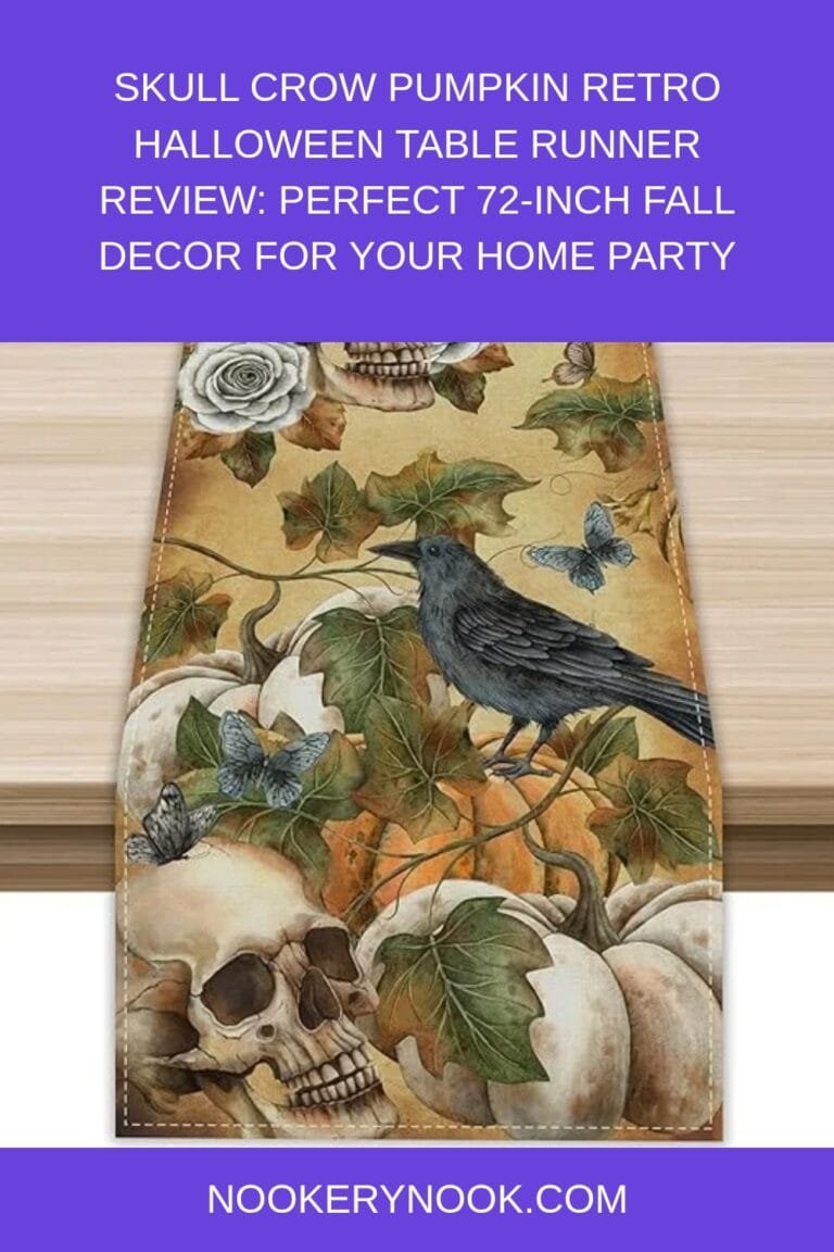 Skull crow pumpkin Halloween table runner featuring vintage design, perfect for autumn home party decor. 72 inches long.