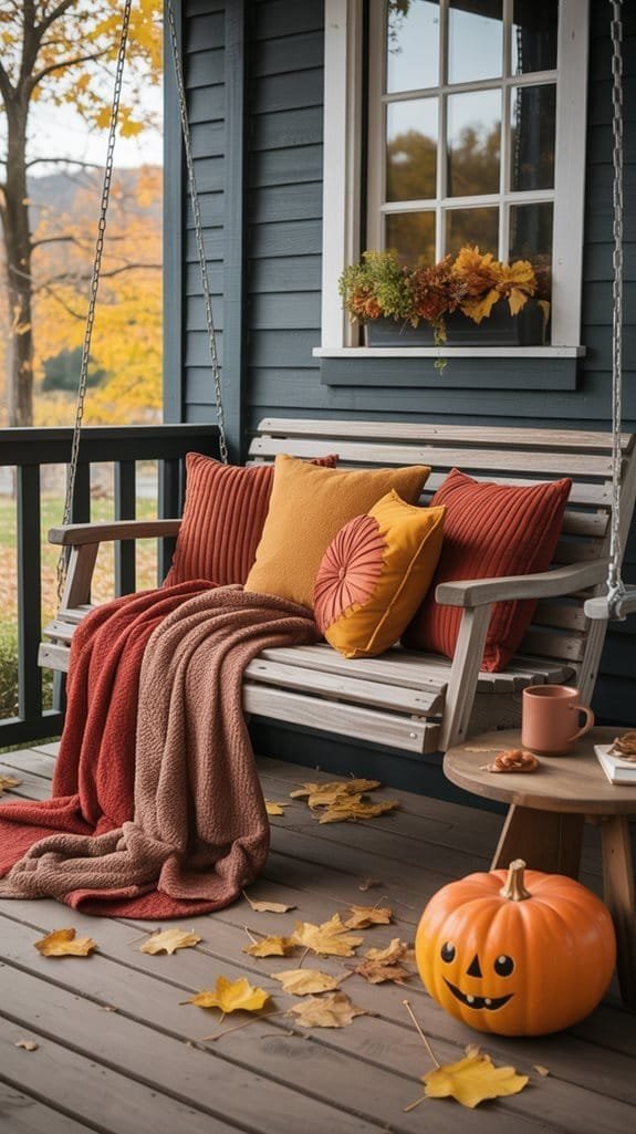 cozy fall porch decor