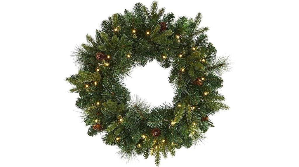 artificial christmas wreath lights