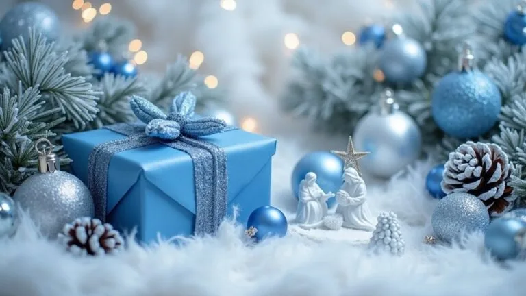 blue and white decorations