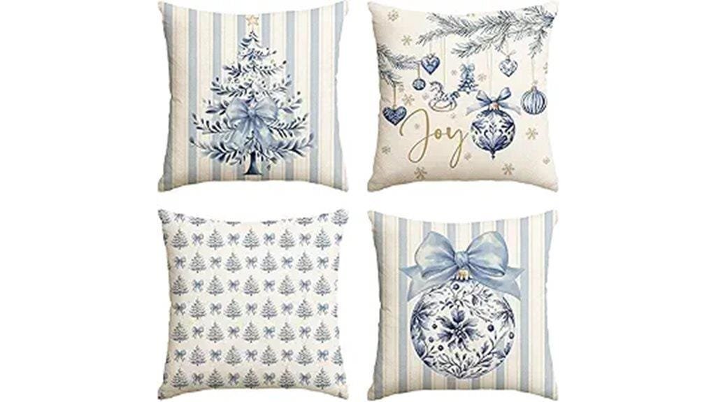 blue striped pillow covers