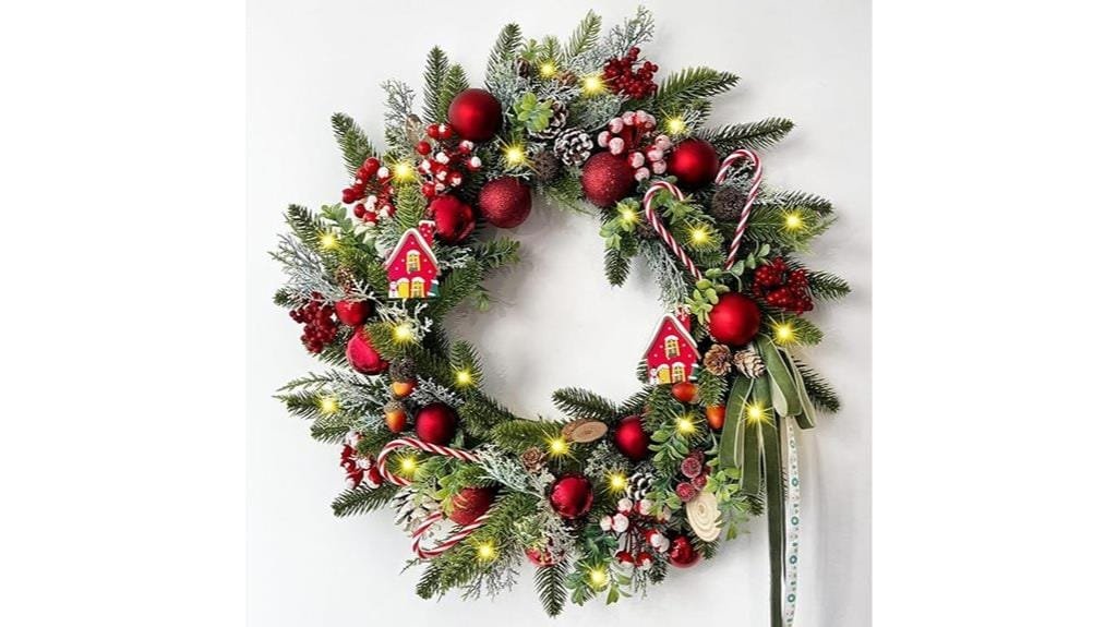 festive wreath with ornaments