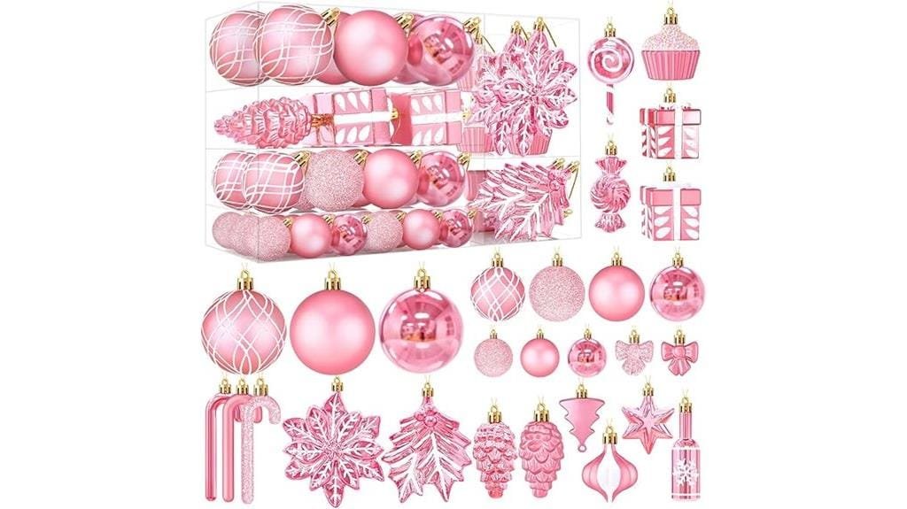 pink christmas ornament set