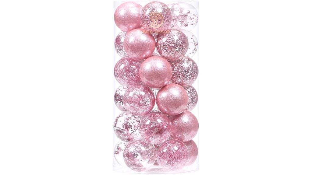 pink plastic christmas ornaments