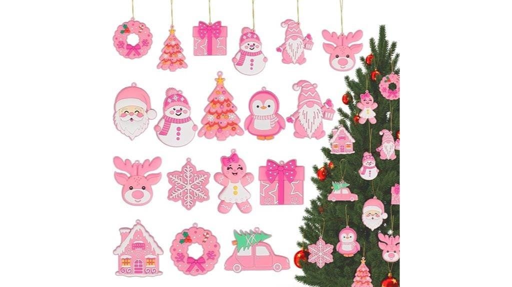 pink tree ornament set