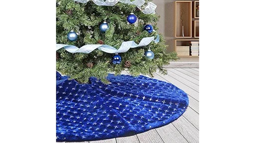 plush blue christmas tree skirt