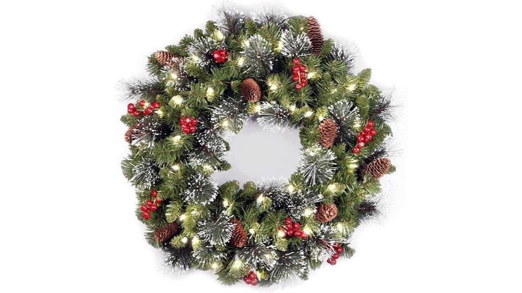 pre lit artificial christmas wreath
