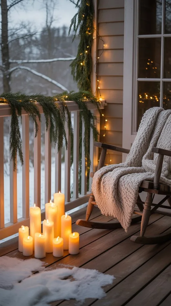 candlelit winter porch ambiance