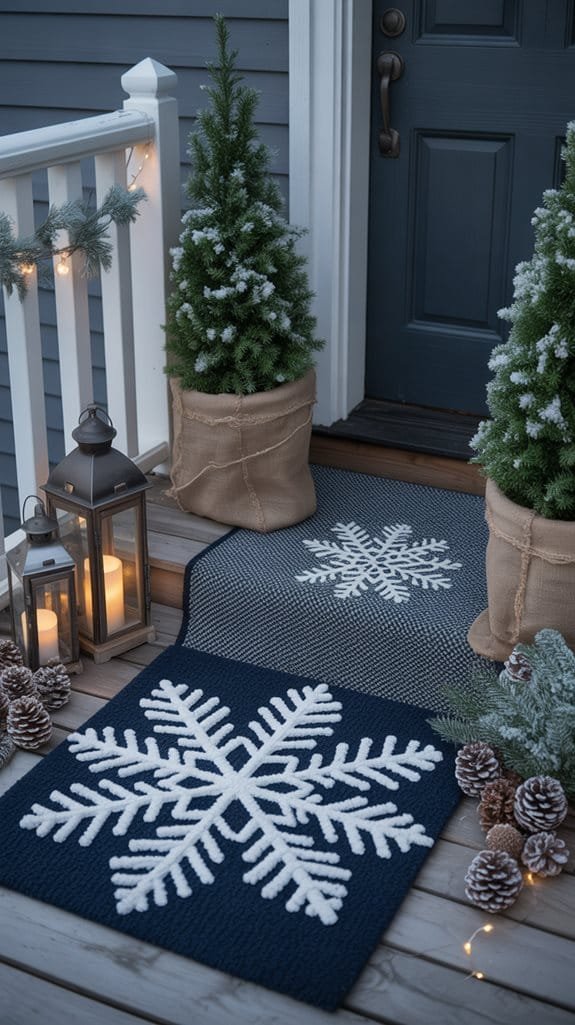 cozy winter themed entryway decor