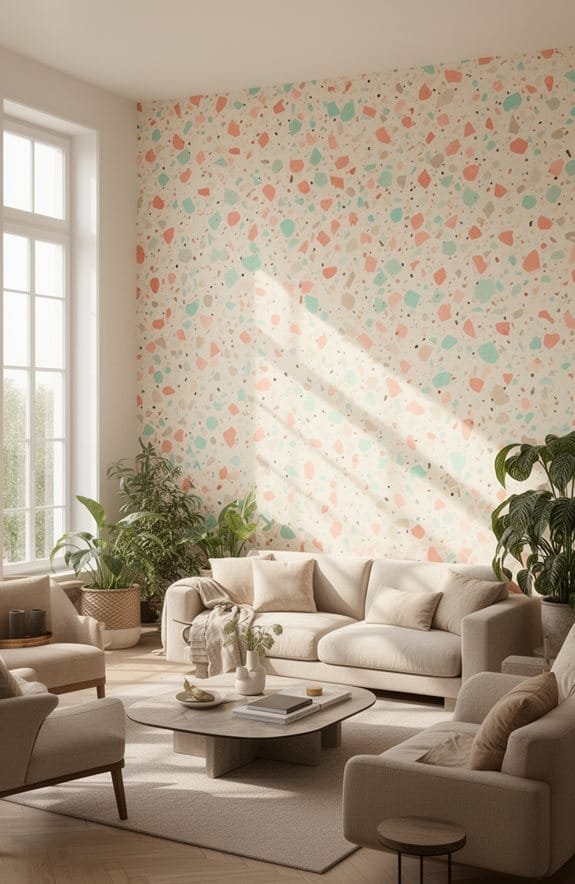 elegant terrazzo feature wall