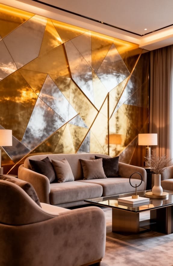 metallic accent wall elegance