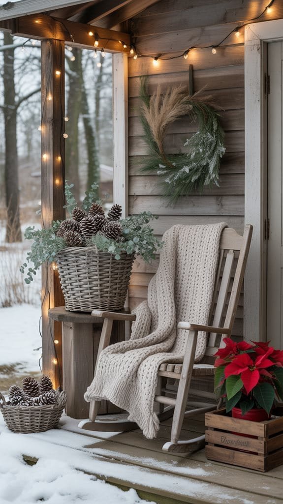 natural winter porch decor