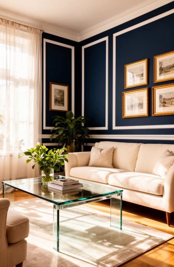 navy blue white trim