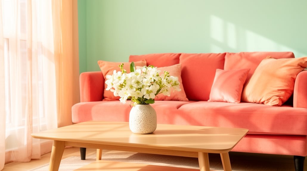 coral hues energize decor