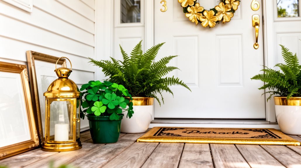 festive gold porch decor