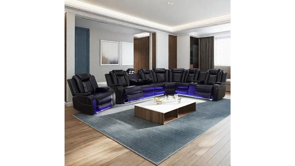 illuminated reclining sectional sofa