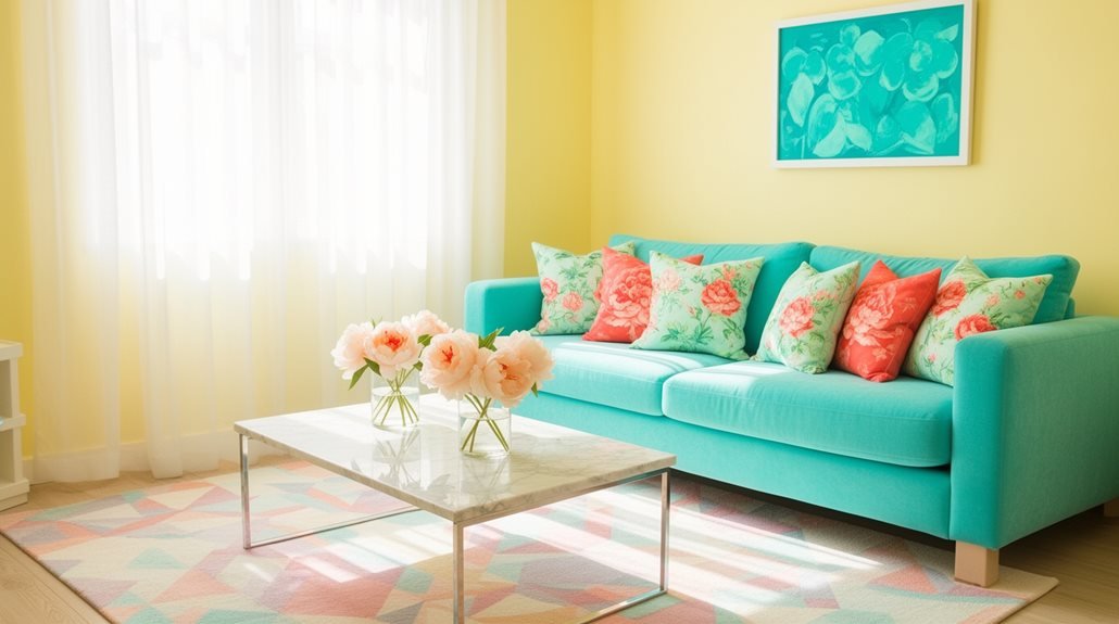 vibrant turquoise living room