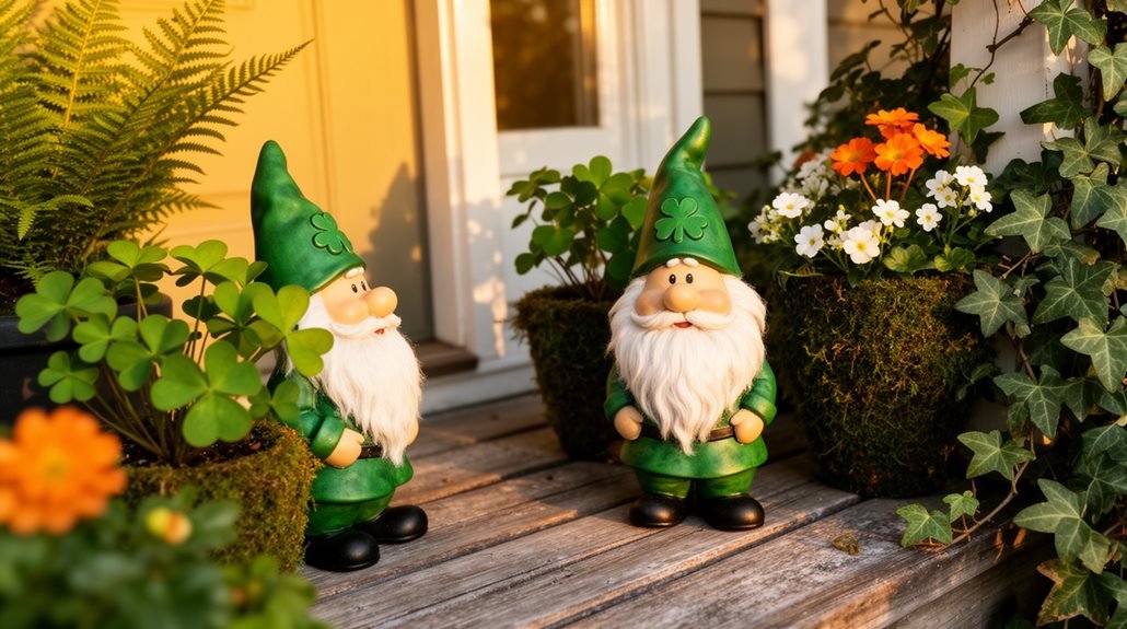 whimsical porch st patrick s gnomes